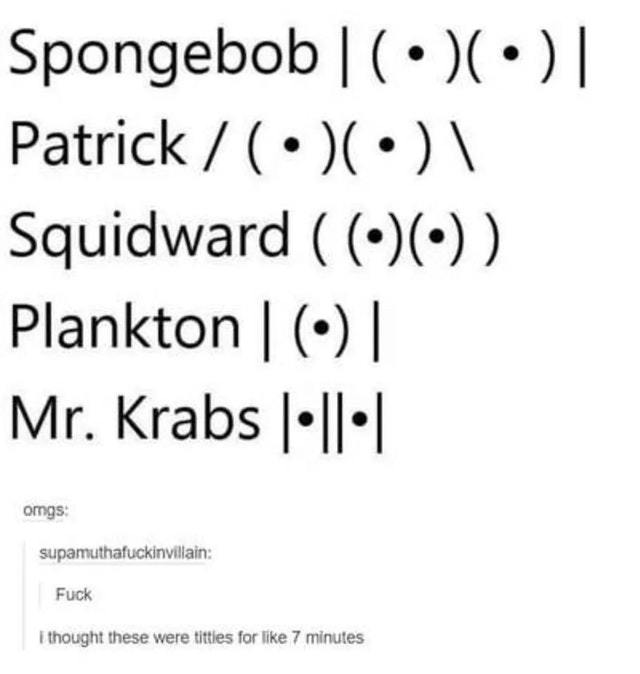 They are the Spongebob characters, not tits. - meme