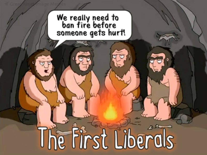 The First Liberals: We really need to ban fire before someone gets hurt! - meme