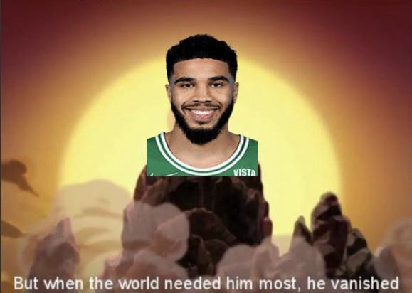 Jayson Tatum in the last game of the NBA finals - meme
