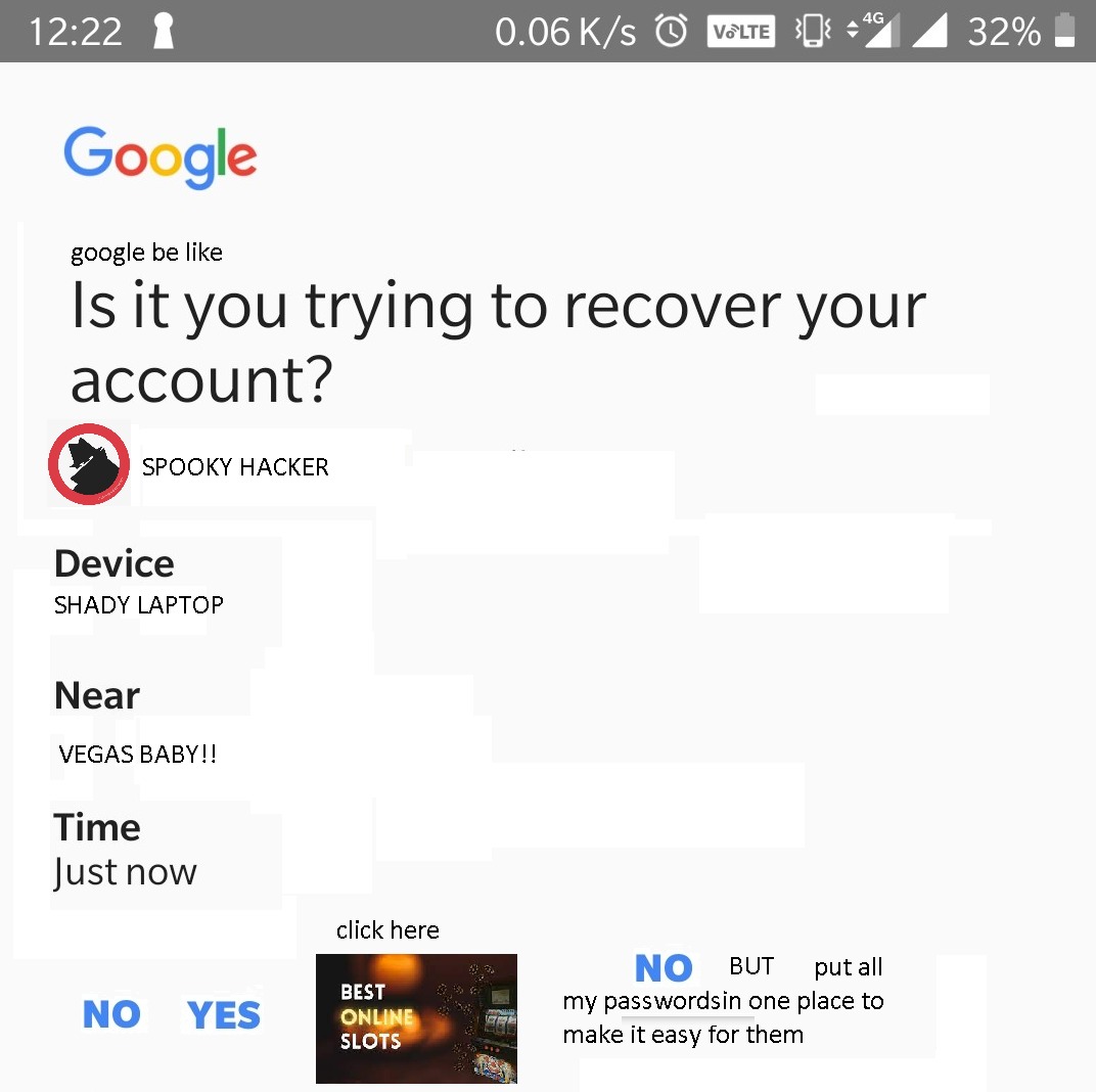 google account security be like - meme