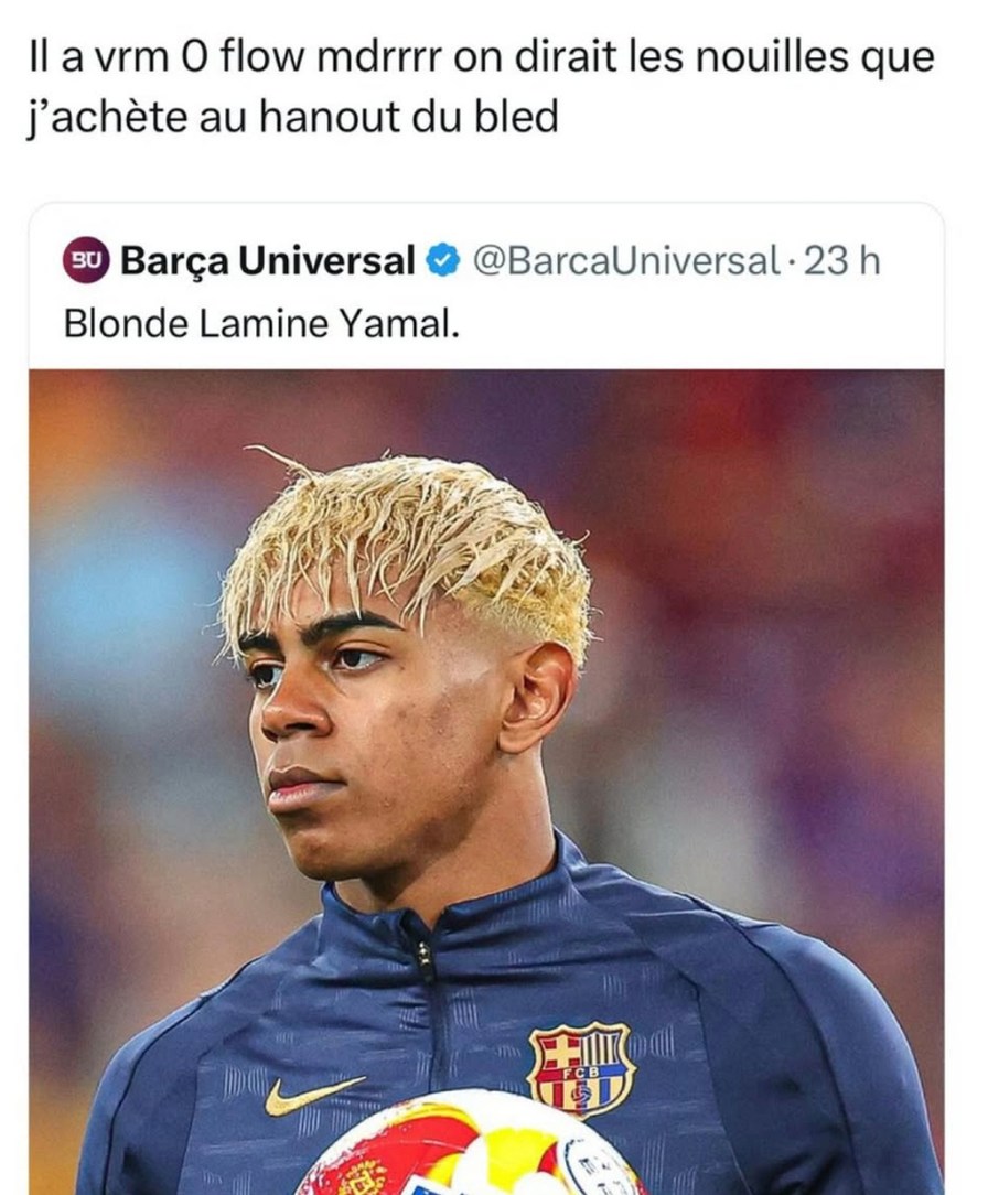 la coupe de Lamine Yamal elle crie sachet de nouilles au bled - meme
