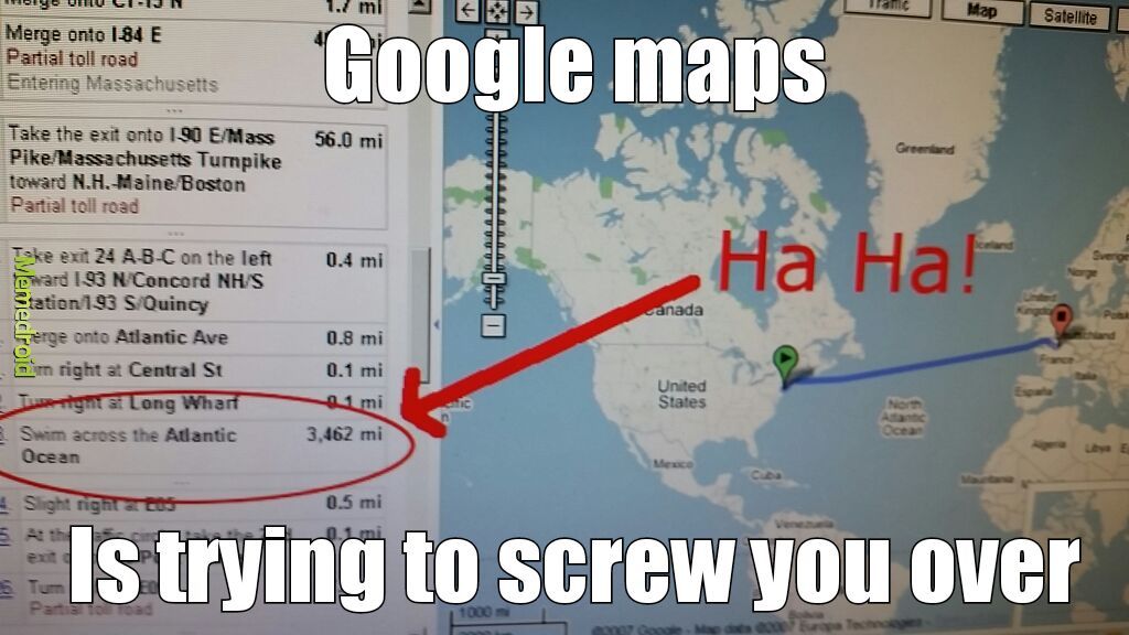 Google maps fail - meme