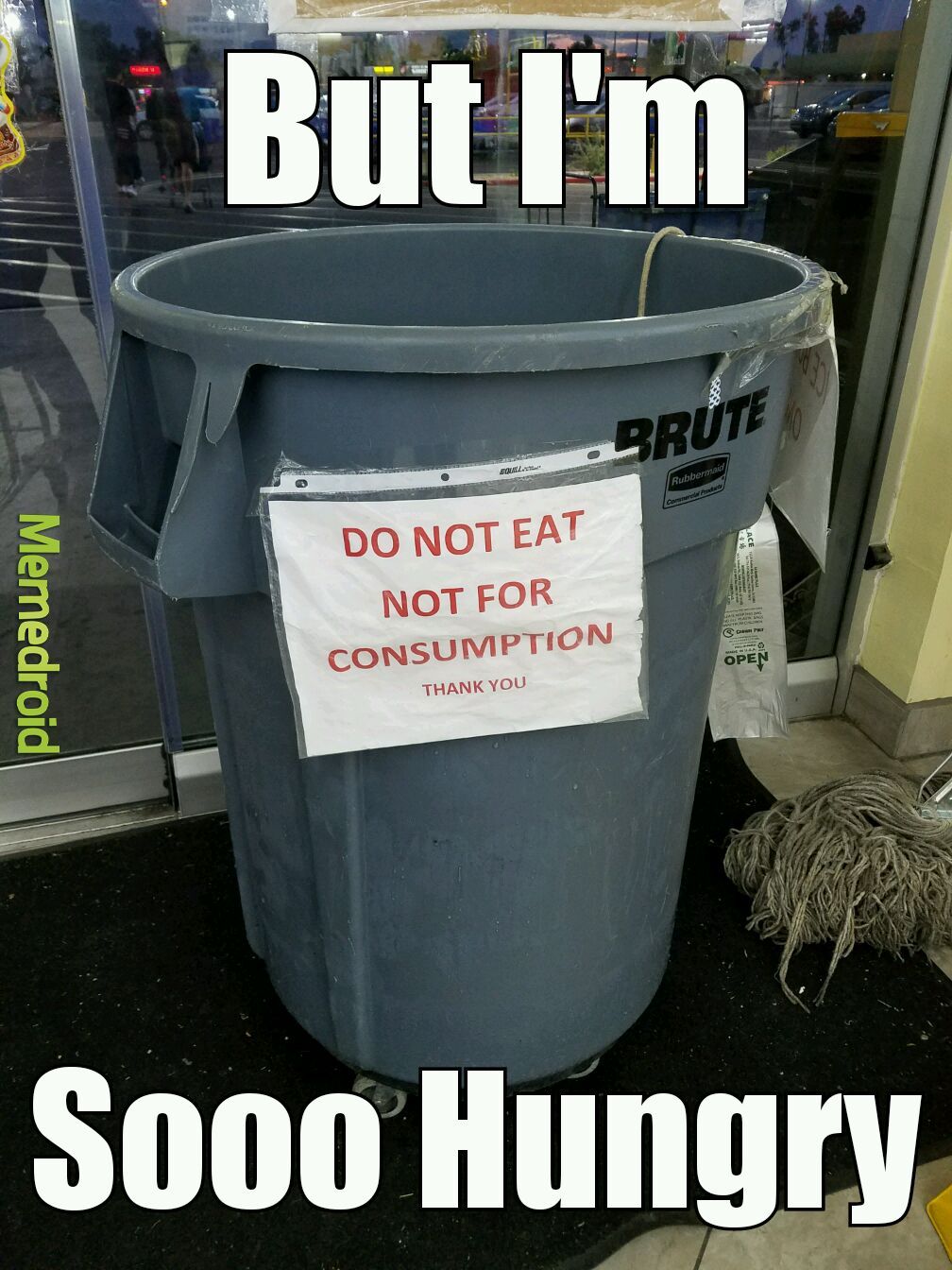 Real garbage can at the grocery store - meme