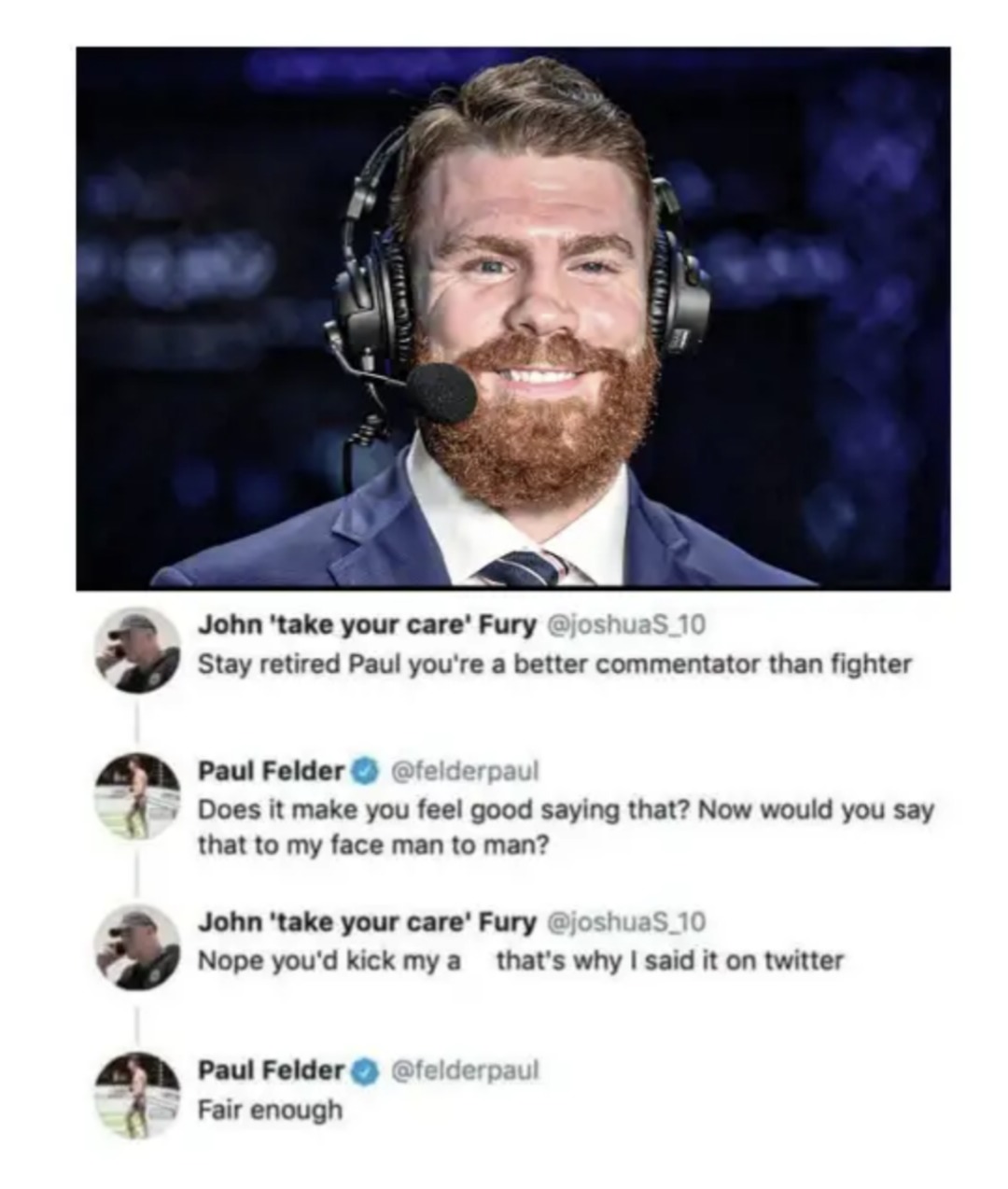 Felder is cool, and he went to war during his fighting days! - meme