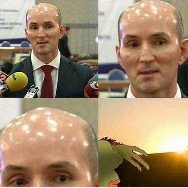 shining bald - meme