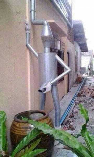 Who needs a brain with a drain pipe like that - meme