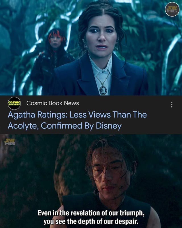 Agatha all along is less viewed than the Acolyte - meme