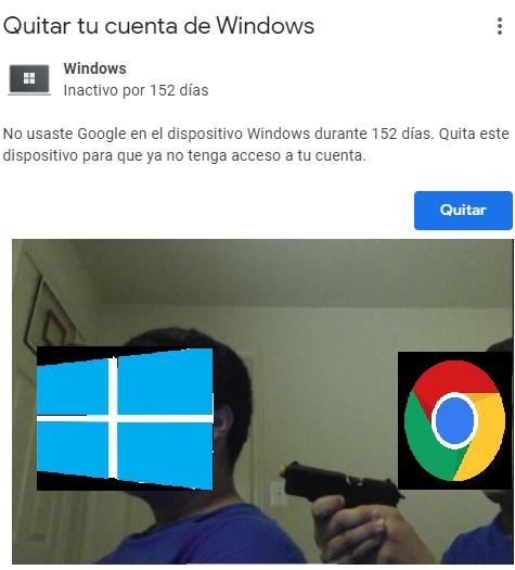 nooo google pobre windows :( - meme