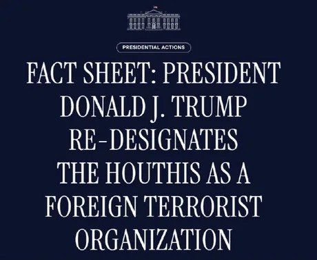 Trump redesignates teh Houthis as a foreign terrorist organization - meme