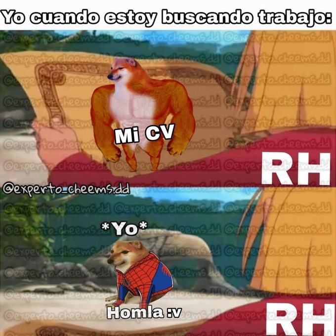 Buscando trabajo vs en la entrevista - meme