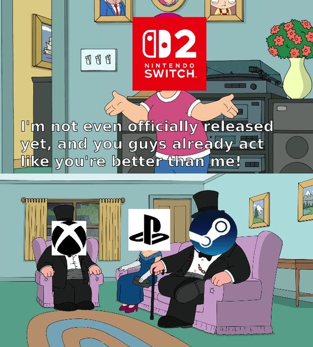 Console wars but the new guy isn’t even out yet - meme