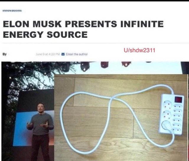 Elon Musk presents infinite energy source - meme