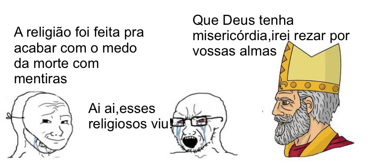 religião só fala mentira,só a ciência fala a verdade,tá certo  - meme