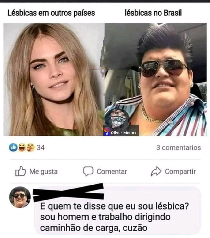 De um lado a lésbica do outro o sapatao - meme