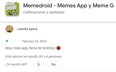 Esta opinion les resulto util a 4 personas - meme