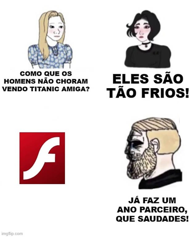 1 ano sem flash player, 1 ano sem click jogos e 360 jogos - meme