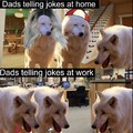 Dads telling jokes at work
