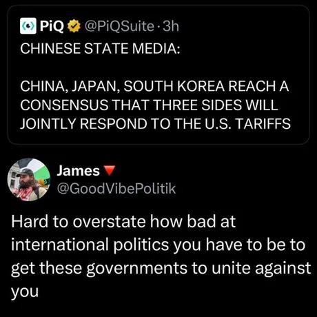 You really gotta mess up to unite China, Japan, and Korea - meme