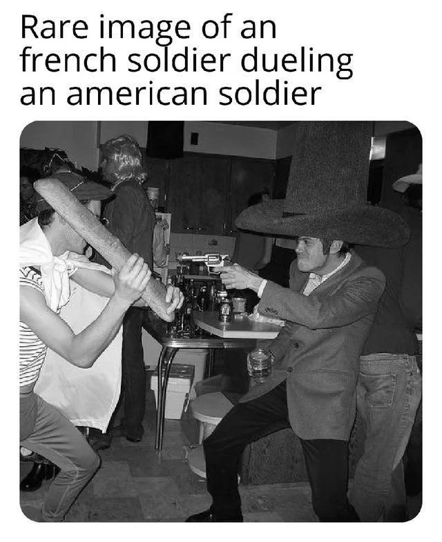 ﻿Rare of an french maraef aueling an american soldier