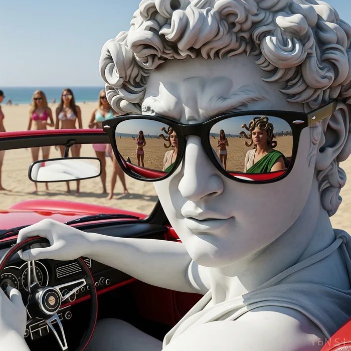 Checkin' out the new girl at the beach. Driving stoned. - meme