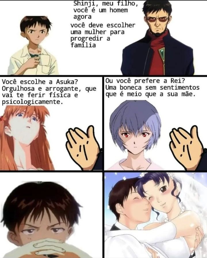 Shinji e Asuka melhor casal - meme