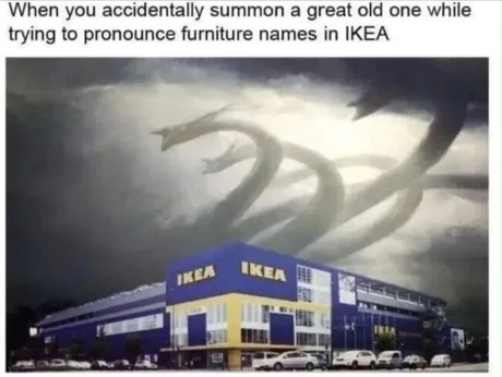 Furniture names in Ikea - meme