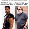 Delicious beer and meat
