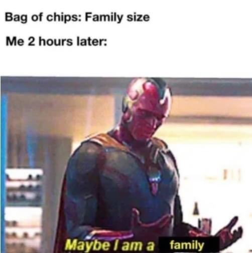 They say family size to make you feel fat - meme