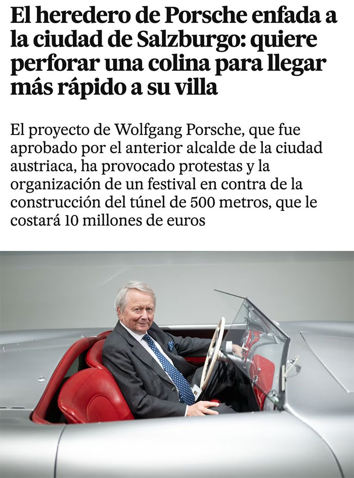 El heredero de Porsche quiere atravesar una colina pa' llegar antes a su chalet - meme