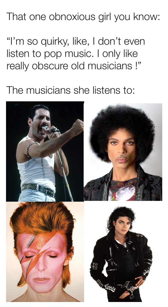 don’t get me wrong, I love their music too, but you’re kidding yourself if you think you’re special for liking it - meme