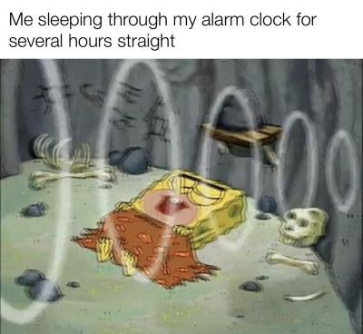 sleep hits different when the alarm is off - meme