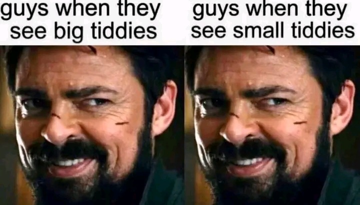 Tiddies be tiddies, am I right fellow dudes - meme
