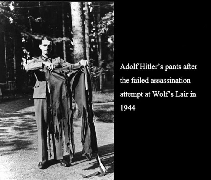 Adolf Hitler`s pants after the failed assassination attempt at wolf's lair in 1944. - meme