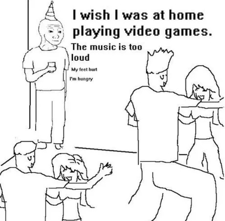 Gamers at parties - meme