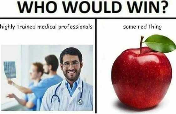 doctor vs apple - meme