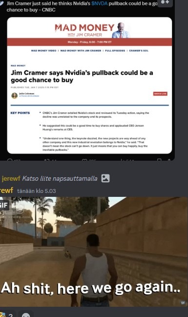 JIM CRAMER DOES IT AGAIN! Nvidia down from the last Highs! - meme