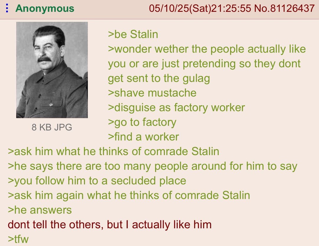 Stalin went undercover and still got hyped up - meme