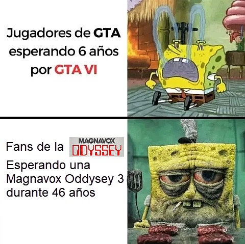 La MAGNAVOX ODYSSEY es una de las primeras consolas de la historia y desde que fabricaron la 2, dejaron de fabricar mas sobre la Magnavox Oddysey - meme