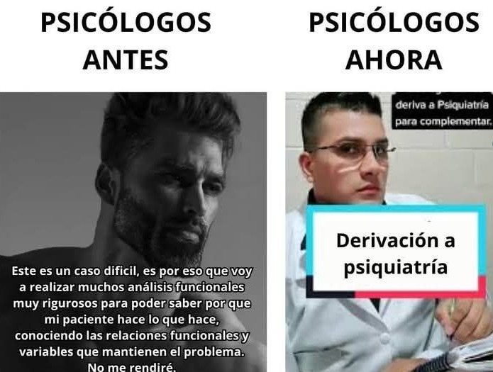 los psicólogos antes vs ahora: antes luchaban, ahora te derivan - meme