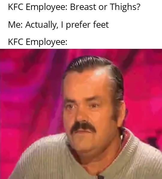 A strange request at the KFC counter - meme