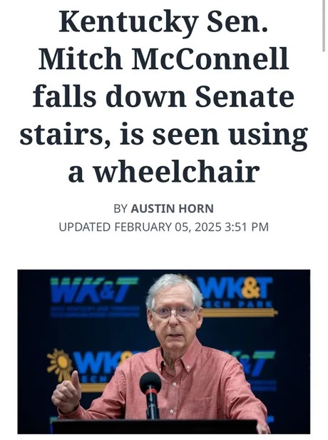 Mitch McConnell falls down Senate staris meme news