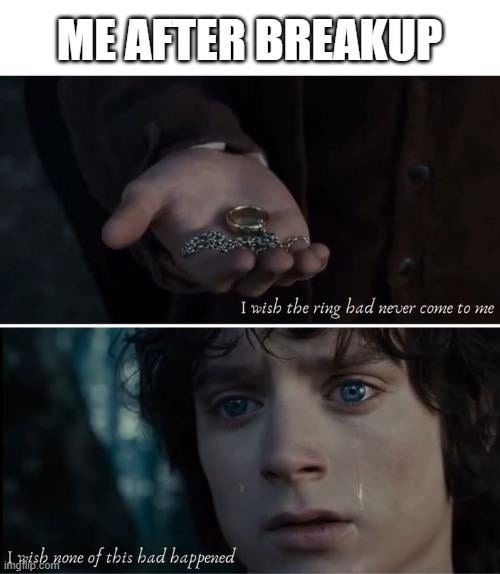 Post-breakup me wishing I never took the ring - meme