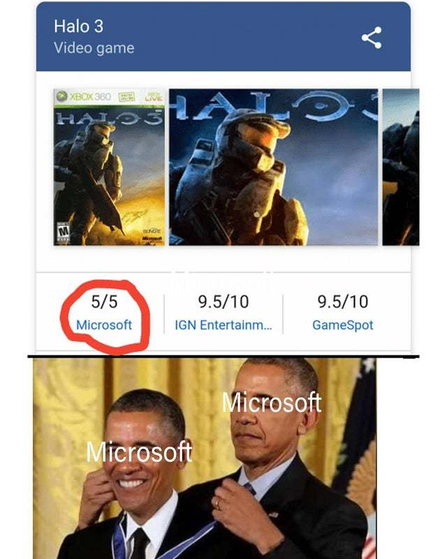 Halo 3 review by Microsoft - meme