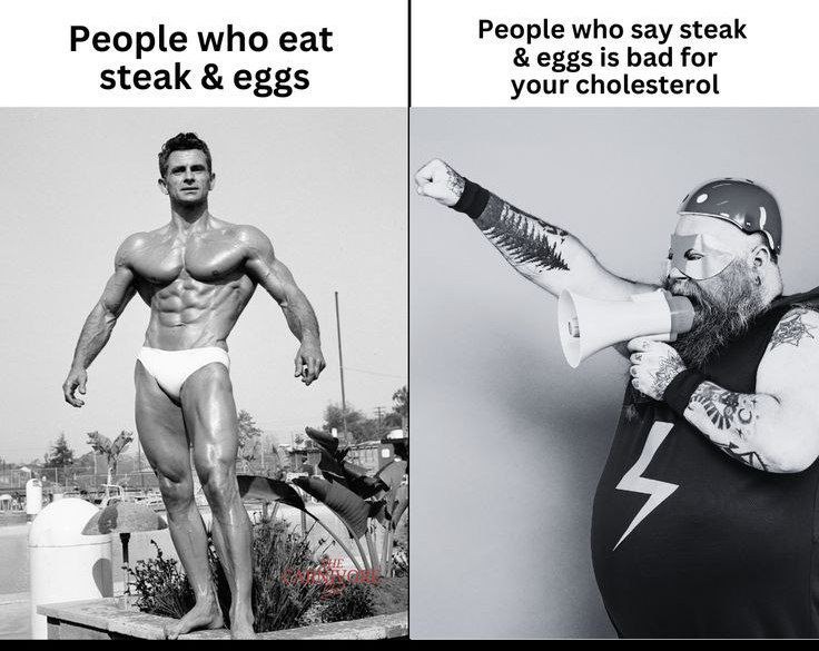 Just eggs and steak - meme