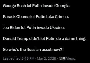 wiping boogers on democrats. Trump's the first president since Reagan to stand up to Russia - meme