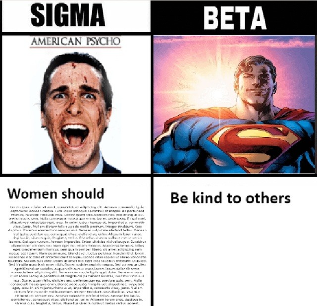 Sigma beta American Psycho vibes incoming - meme