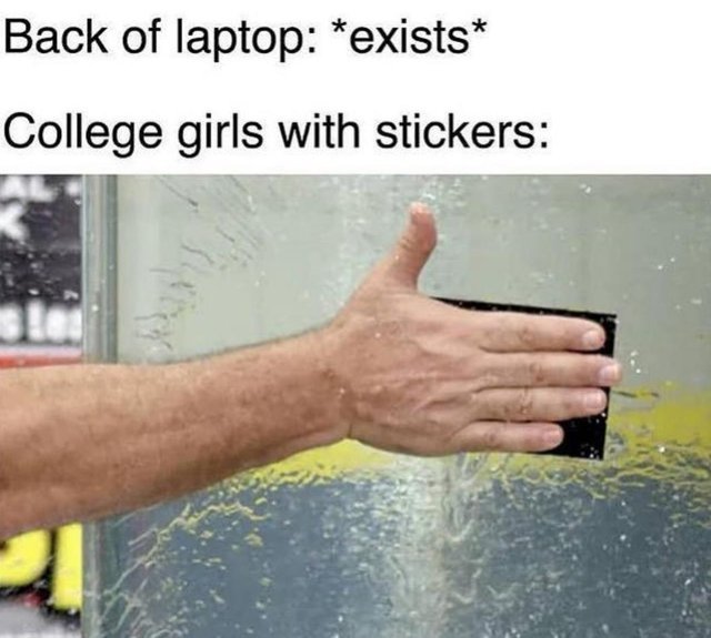 Laptop stickers for college girls - meme