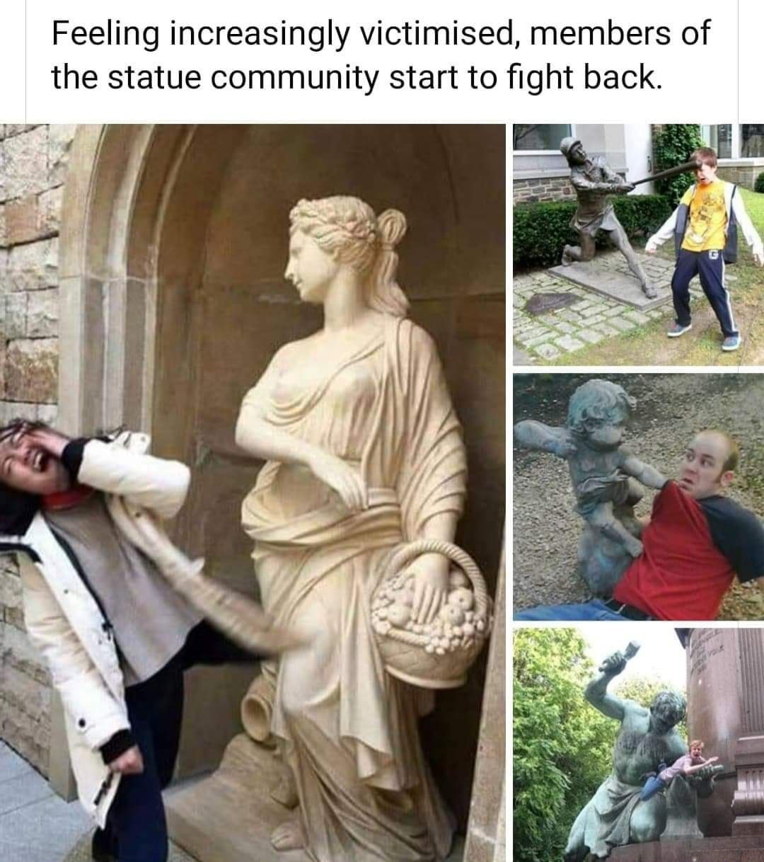 Life of a statue is hard - meme