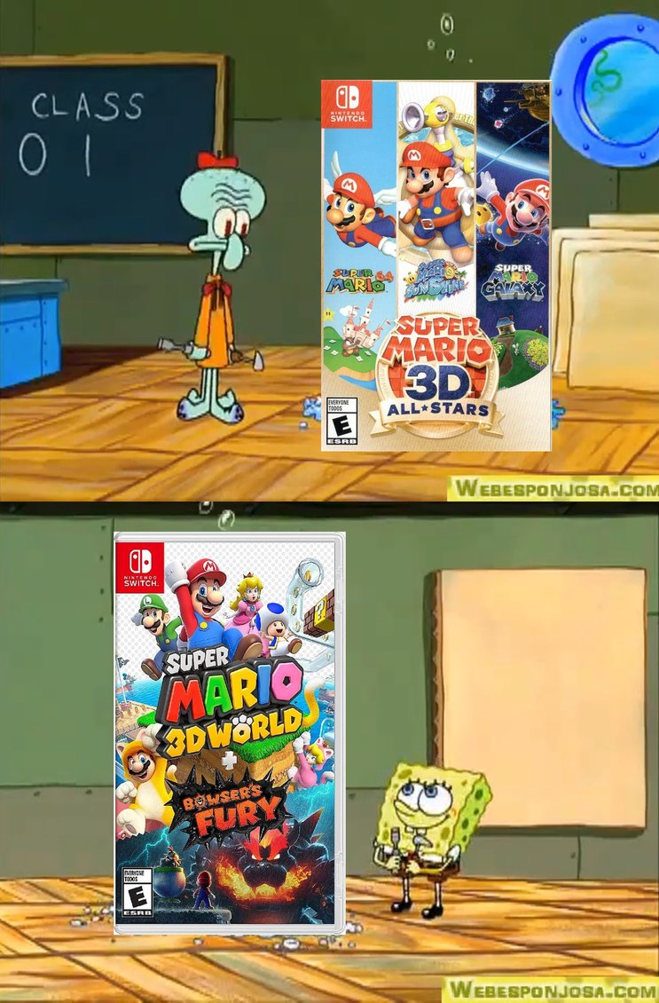 Admítanlo, Nnintendo sí se esforzó más por hacer Super Mario 3D World+Bowser's fury que Super Mario 3D-ALL-Stars - meme