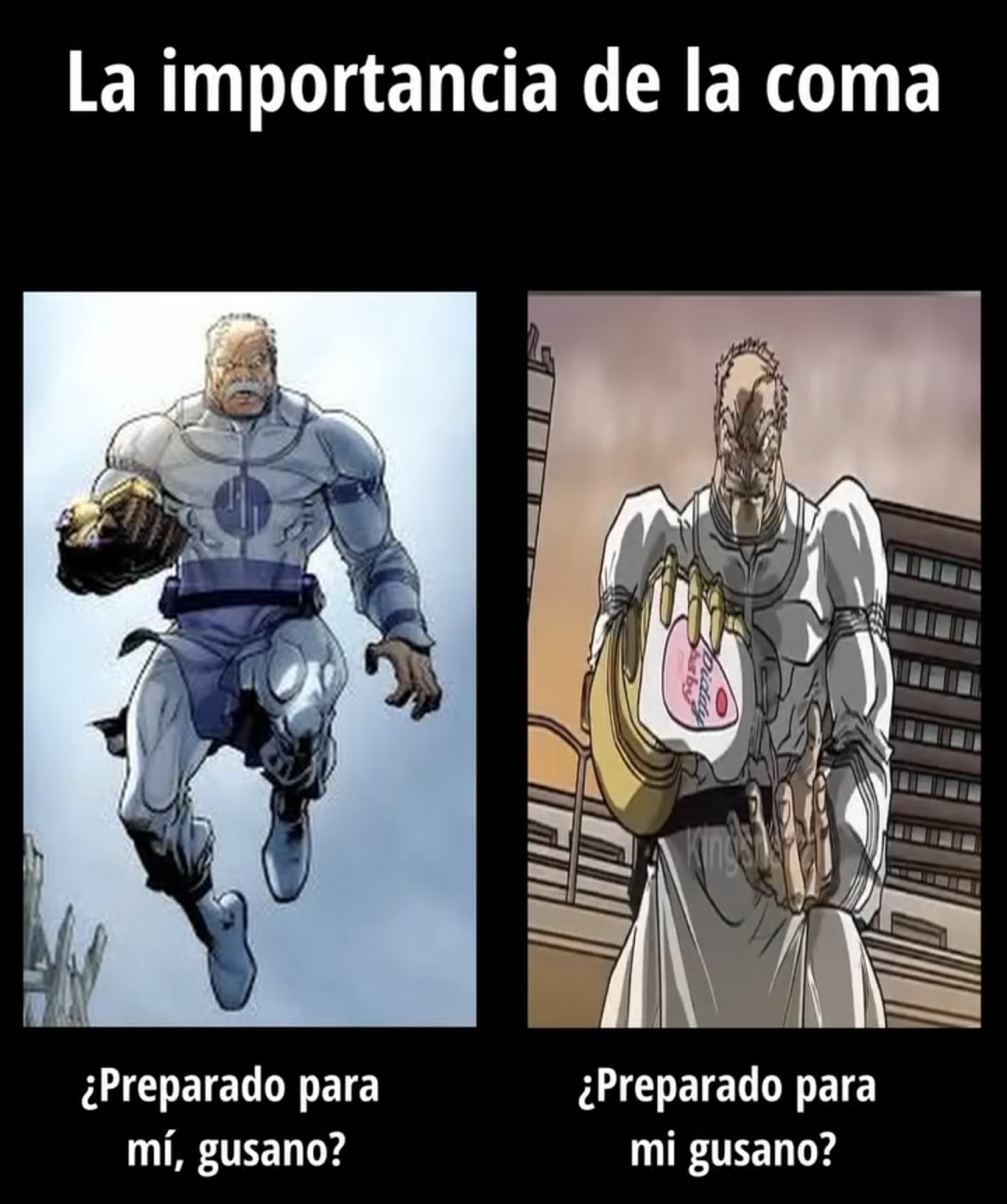 La coma cambia vidas... y gusanos - meme